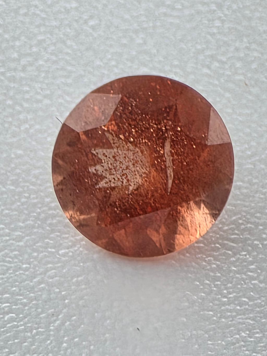 6mm Fire orange Oregon sunstone with Schiller A4