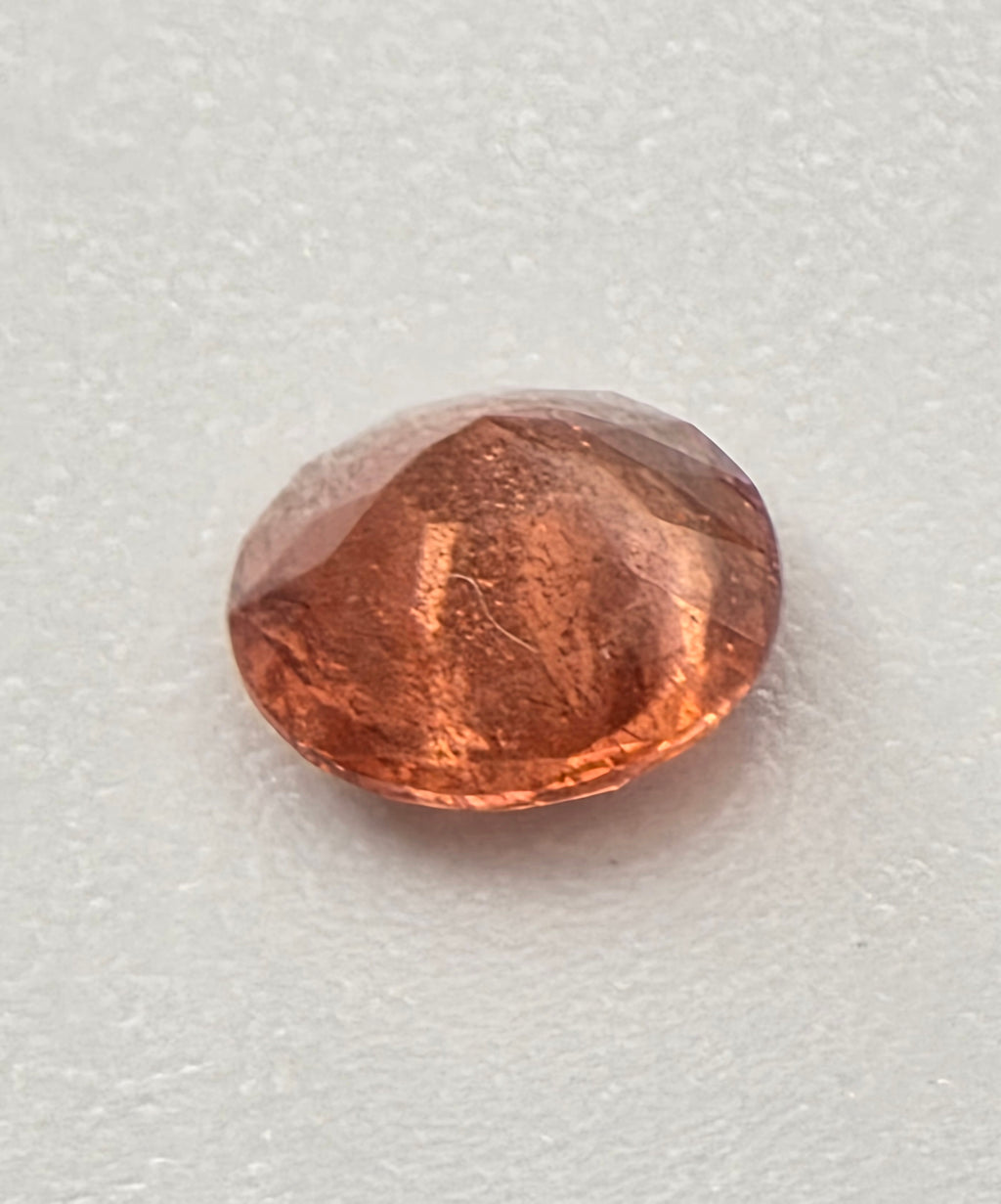 6mm Fire orange Oregon sunstone with Schiller A4