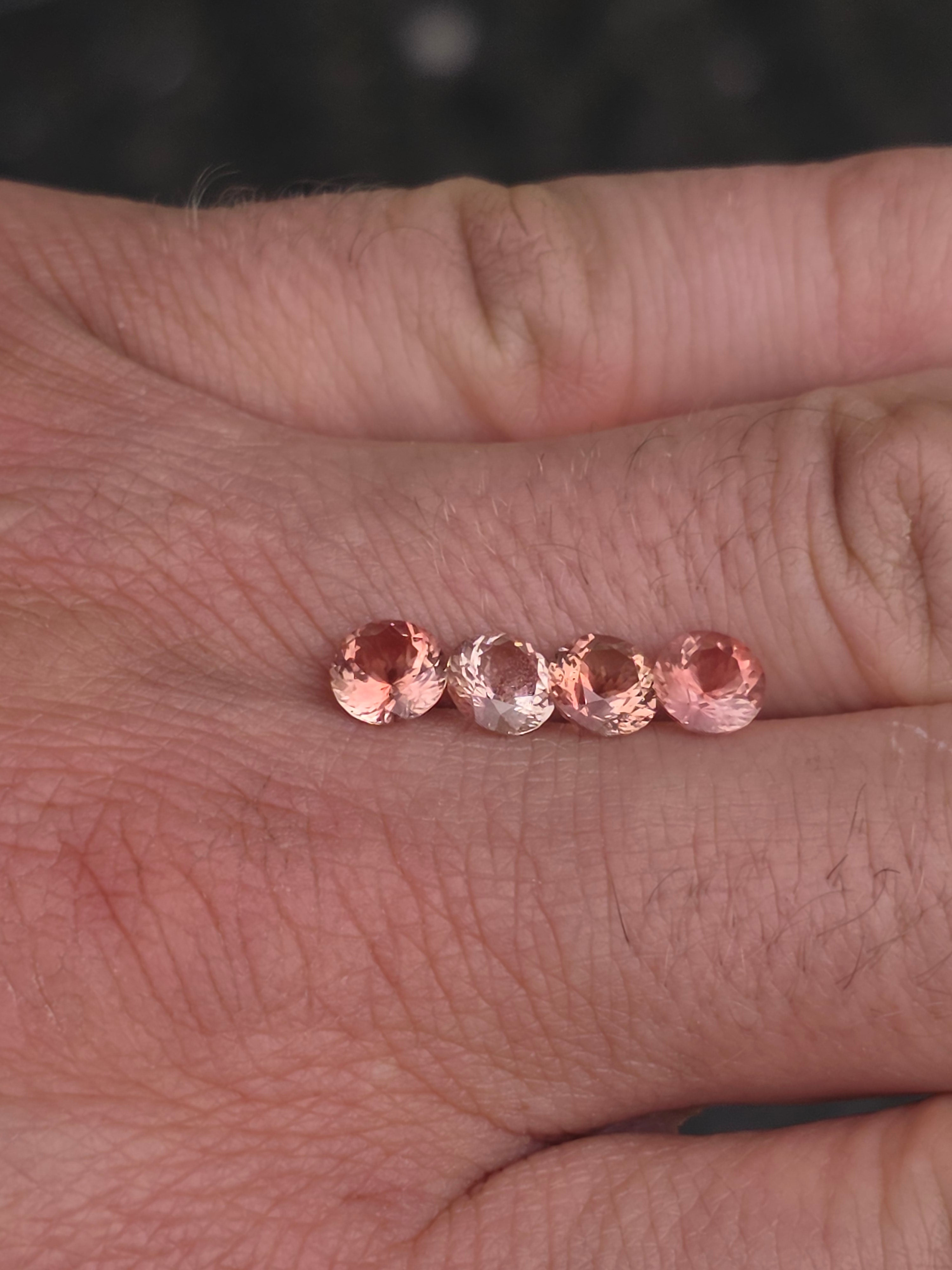 Lot of 4 Oregon Sunstones – 6mm Round, Strong Schiller & Flash (2.8 Carats Total)